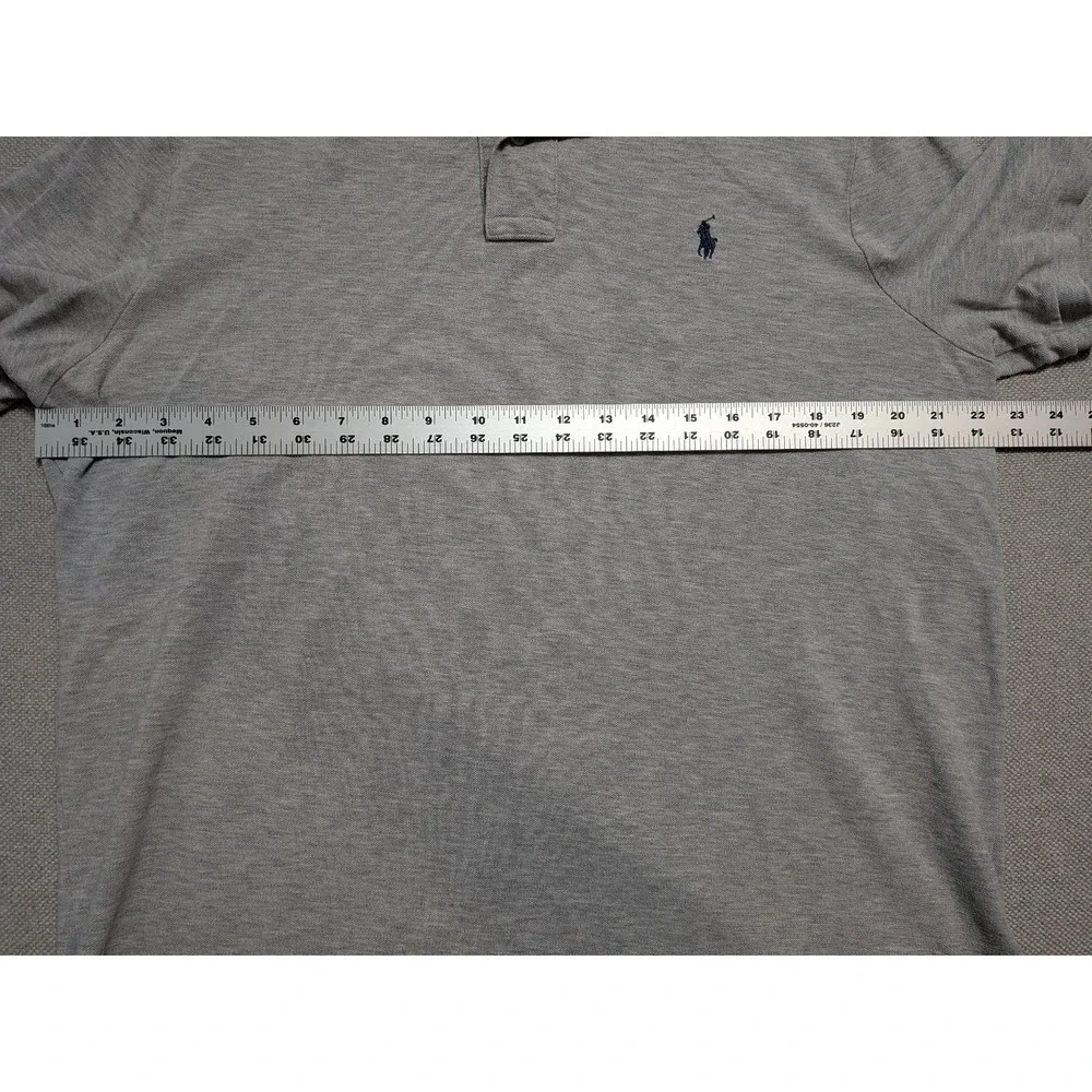 Polo Ralph Lauren Men's L Gray Heather Cotton Pique Polo Shirt Pony Embroidered